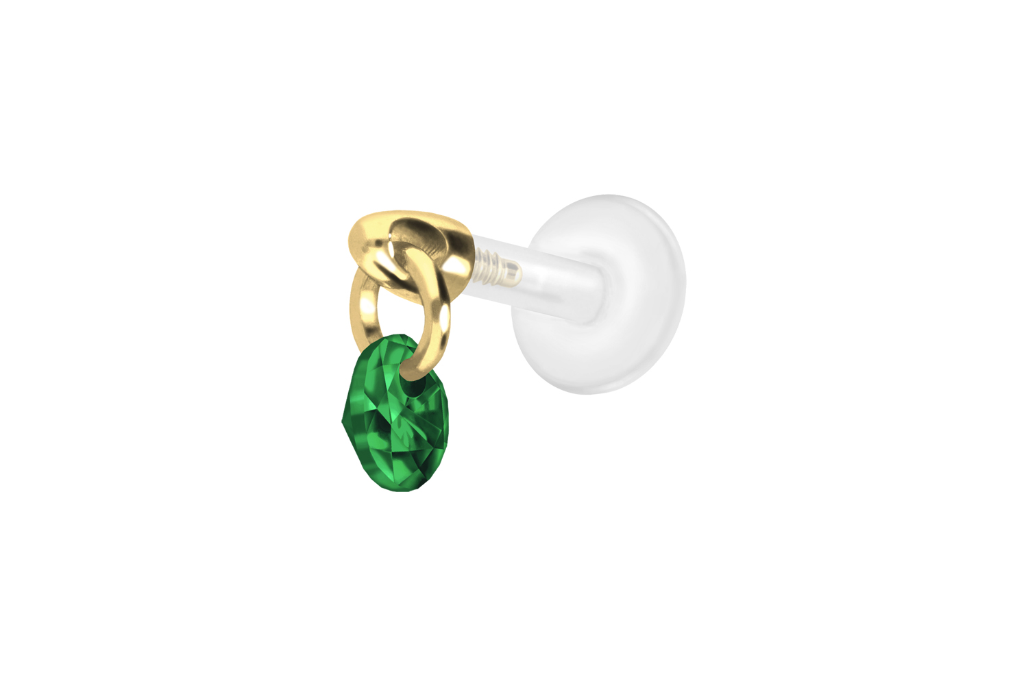 PTFE Labret Piercing mit Innengewinde + Titan-Aufsatz RUNDER KRISTALL